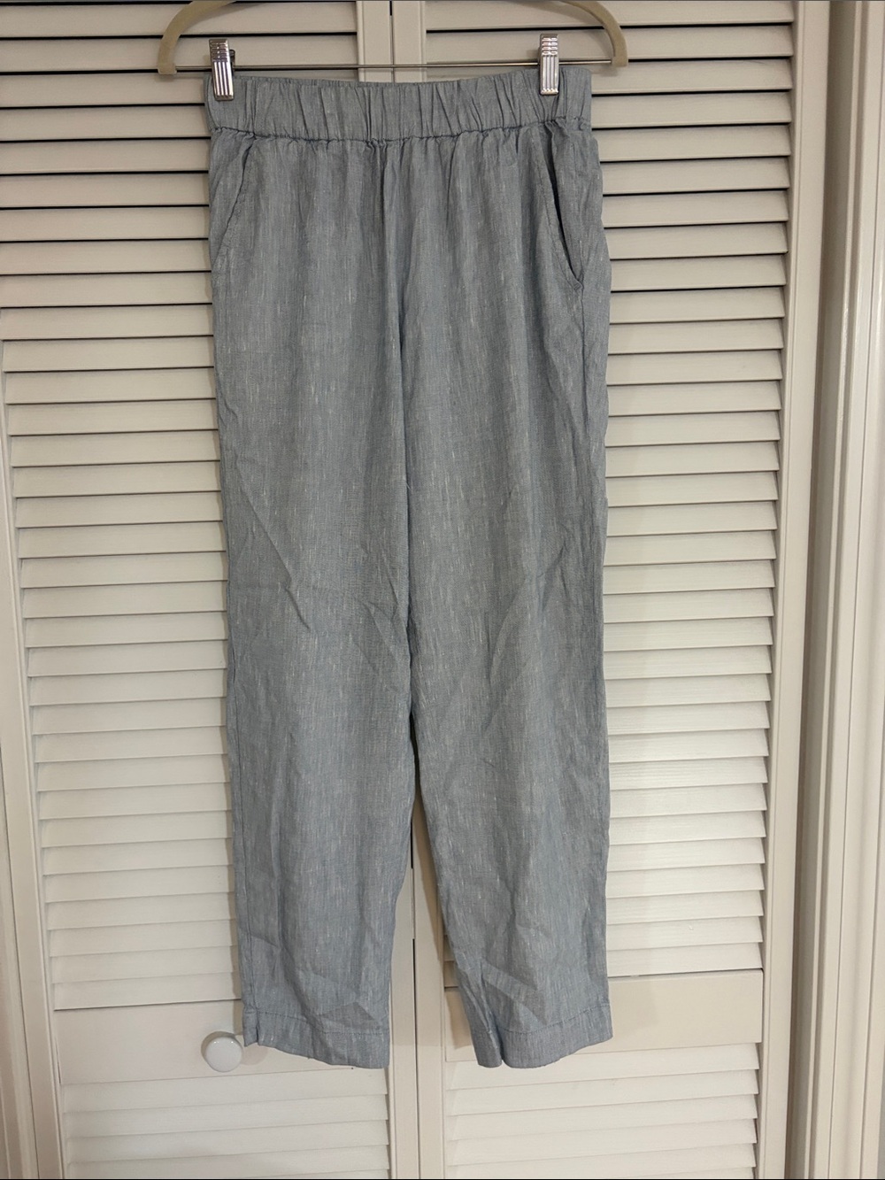 Lou & Grey Light Blue Linen-Blend Elastic Waist Pants - Extra Small
